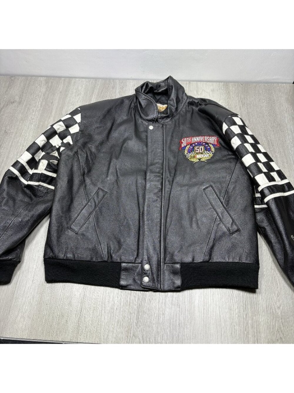Vintage Jeff Hamilton Jacket Adult Large Black Leather 50th Anniversary 1998